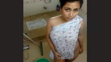 Horny indian NRI girl in bathroom