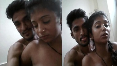 Amateur Desi Topless girl kissing her boyfriend in selfie video
