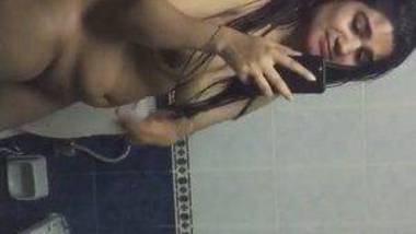 Indian hottie nude in bathroom selfie video