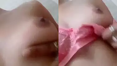 Horny desi teen showing and rubbing self boobs again