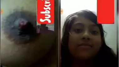 Young Indian woman shows off her XXX tits for online fan on phone camera