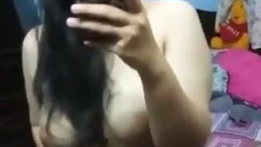 Woman films herself with naked tits and pulls panties down for sex BF