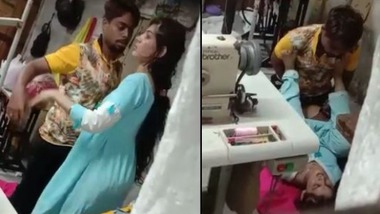 Indian girl sex with her co-worker inside workshop