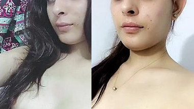 Risque Indian babe takes breasts and pussy out in a short porn video