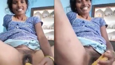 Telegu wife masturbating with big banana