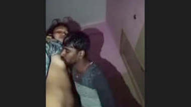 Boy romancing his gf in friends house