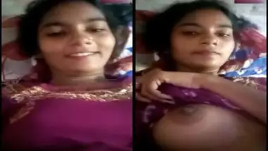 Indian cute village girl showing boobs on VC