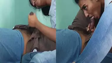Virgin Desi college girl giving blowjob to lover