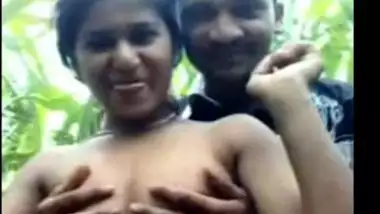Outdoor clip of village girl getting bare