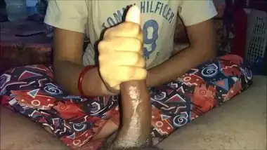 Indian Wife Giving Handjob and Massaging Her Hubby Dick
