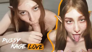 Hjemmelavet Elf sutter pik og tager Cum på hendes ansigt-Cosplay / PussyKageLove