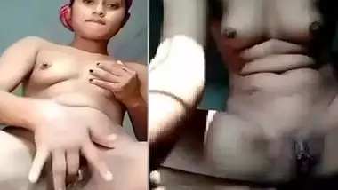 Village girl pink pussy fingering in standing