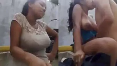 Young Shy Girl with Big Titties Getting Fucked by Neighborhood Boy in Public Bath Pla