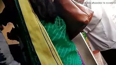 Beautiful desi Mysore aunty in low hip Saree in public