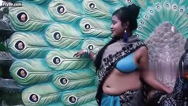 Hot Saree Fashion in Blue Bra & Black Saree ~ Nandini Chaterjee