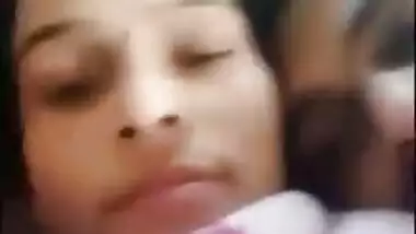Desi female touches tits on camera and lets husband do the same