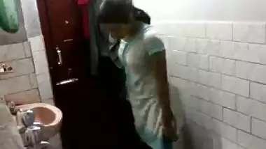Indian girl in bathroom