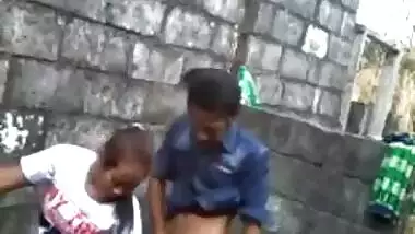 village girl fucking with friend at broken house