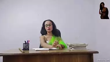 Desi Bhabhi Roleplaying as a Teacher Masturbating with Stick & Giving Blowjob