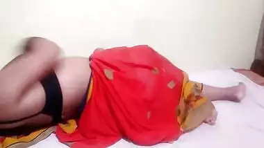 INDIAN BHABHI IN RED SAREE PLAY WITH PUSSY AND BIG BOOBS