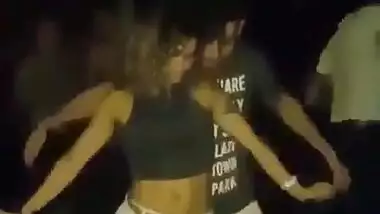 sexy girl grinding her ass on hubby’s dick and legs in club