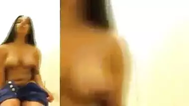 Hindi sex movie scene of an non-professional legal age teenager making a video while masturbating
