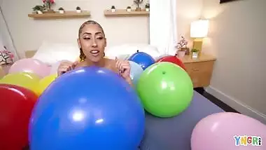 YNGR Latina Kira Perez Loves Balloons And Big Black Cocks