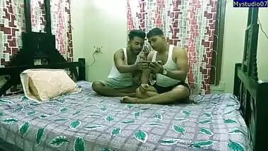 Indian hot xxx sister real threesome sex with two cousin brother !! With clear dirty audio