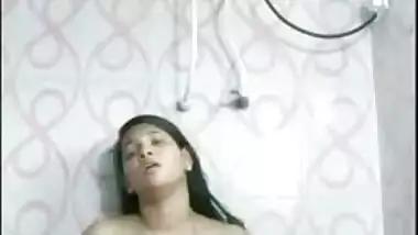 Excited Indian lassie has no choice but to masturbate in the shower room