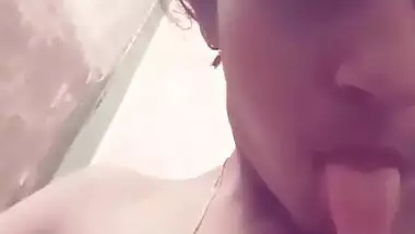 Cute Desi Girl Sucking Her Boobs