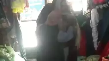 Pakistani shop owner having sex with two customers