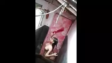 Indian teen girl nude shower caught by young servant