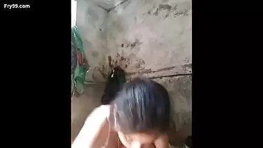 Young Village Wife Taking Shower