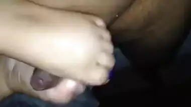 wife giving hubby a foot job