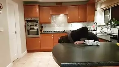 Indian Wife Gets Hard Fuck Pounding On Kitchen Counter With Cum On Tits