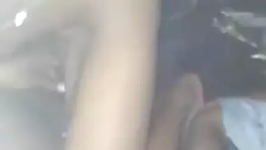 Skinny Desi chick mounts lover's XXX boner in MMS video at night