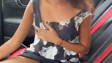 Cute girl shows her Pussy and Ass in Moving Car part 2