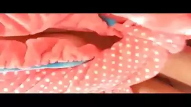Busty Punjabi bhabhi in pink gown fingers hairy pussy