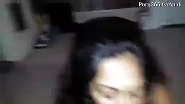 indian sexy beautiful girlfriend in black dress shows her blowjob skills
