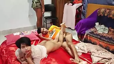 Cute Desi chick poses for threesome video when fucking her brothers