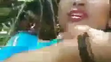 Curly pussy fingering by bf on livecam outdoors