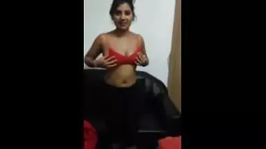Hot Indian babe strips and fingers Over Skype