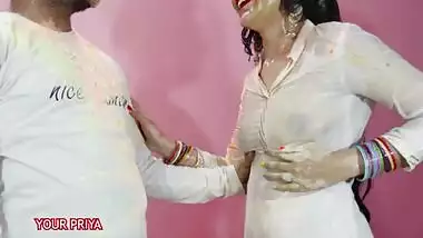 Holi Special : Sister (Priya) wants to play holi with friends but Brother interested in anal sex