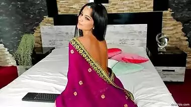 Most Beautiful babe in Black Saree fingering her pussy part 3