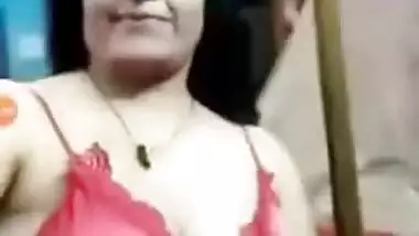 Booby Bhabhi Stripping Off Red Night Gown