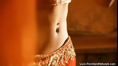 Beautiful Indian Girl In Orangey Film Thinking