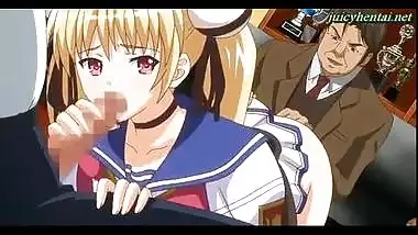Anime blonde taking a cock in her asshole