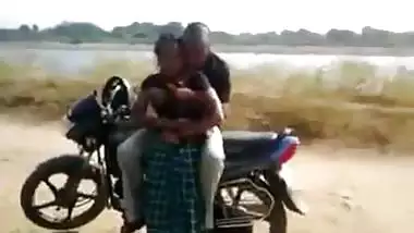 Teen caught having outdoor fun with lover near motorcycle in Desi mms clip