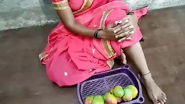Indian poor girl selling a mango and hard fucking 