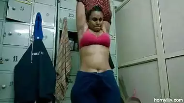 Indian Girl Lily Changing Dress In Gym Changing Room
